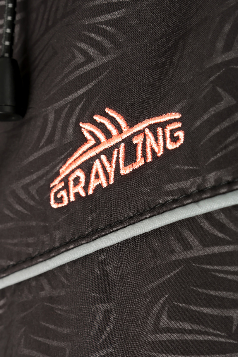 Томь куртка женская для рыбалки GRAYLING, софт-шелл, чёрные волны